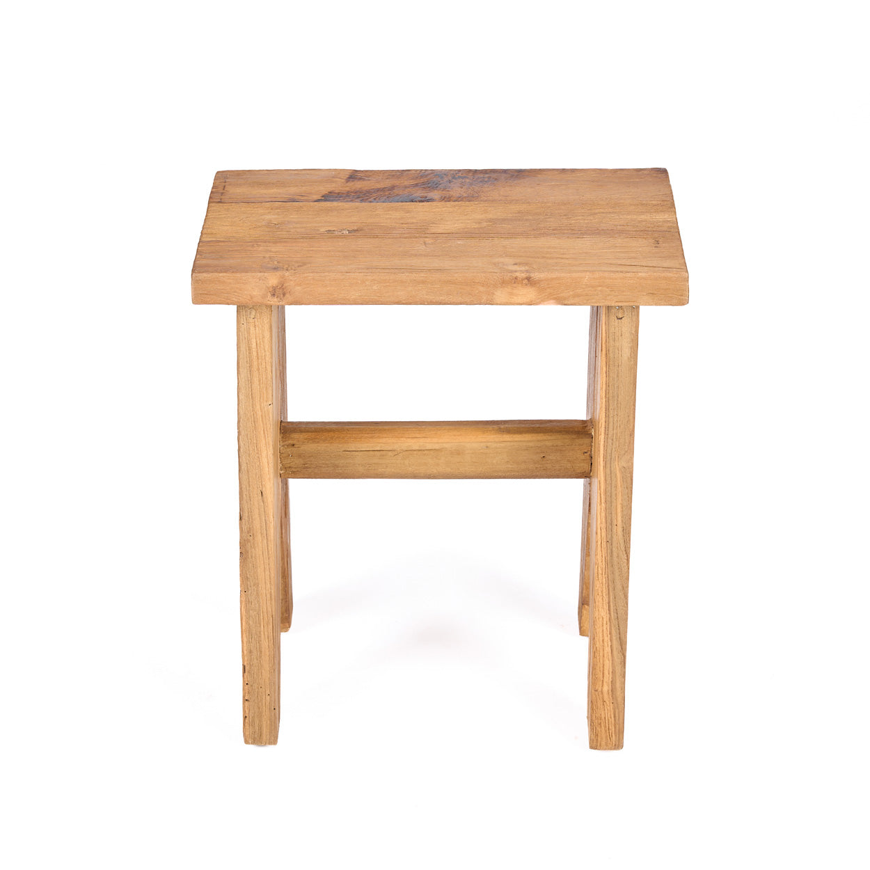 Side view of wooden stool on a white background