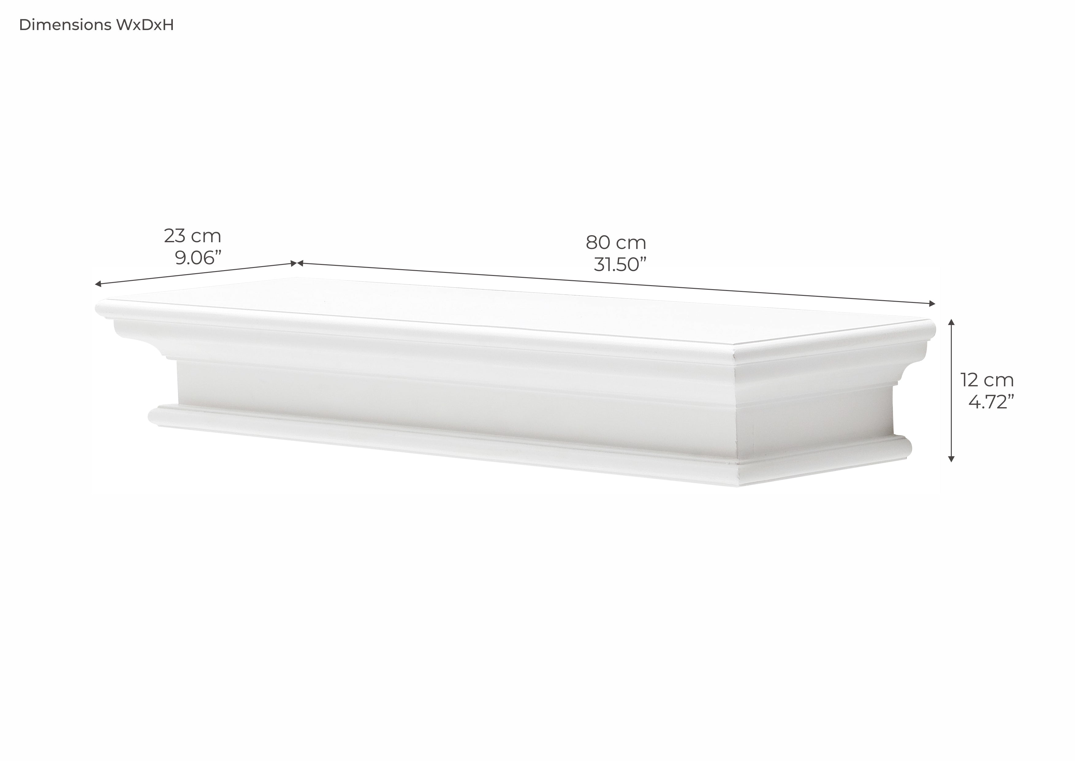 HALIFAX Wall Shelf Long Dimensions
