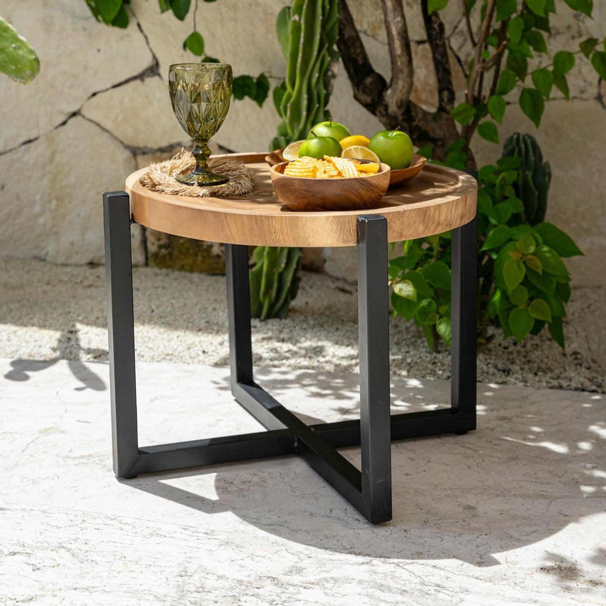 The RAIN TREE Side Table - Natural Black