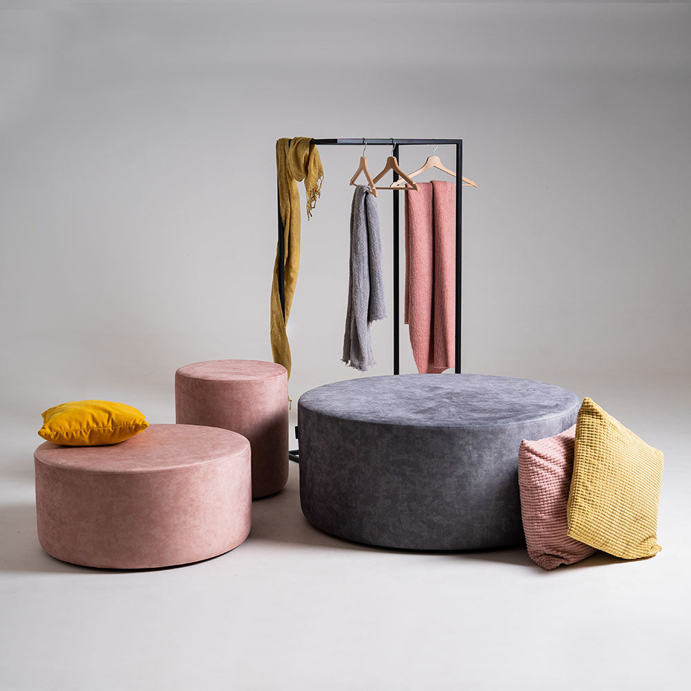 SARI Pouffes Grey and Pink