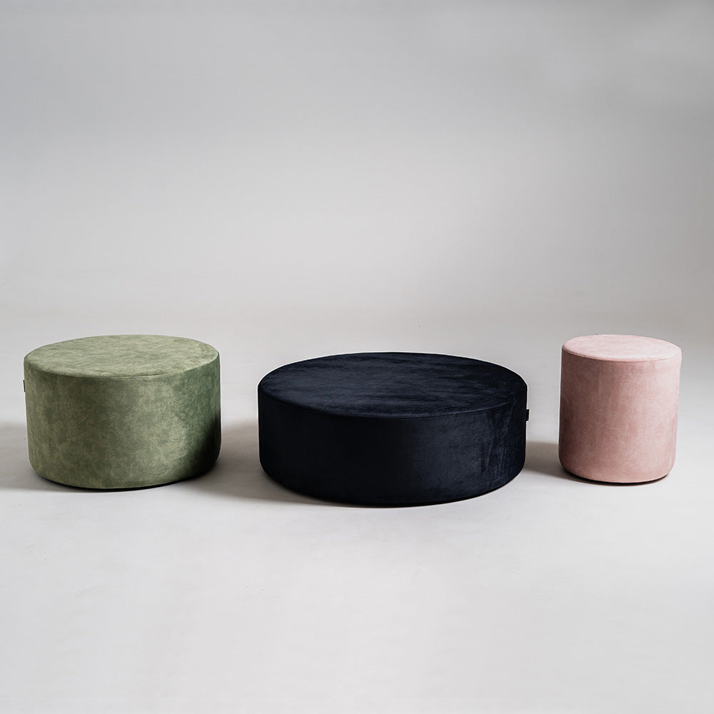 SARI Pouffes Grey, Green and Pink