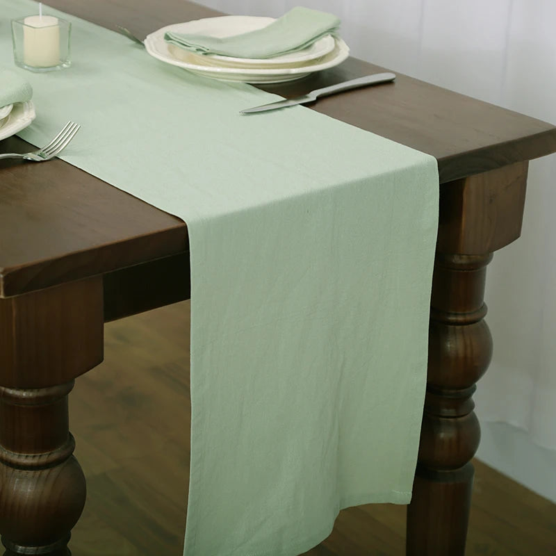 Runner da tavola bianco in tessuto di cotone