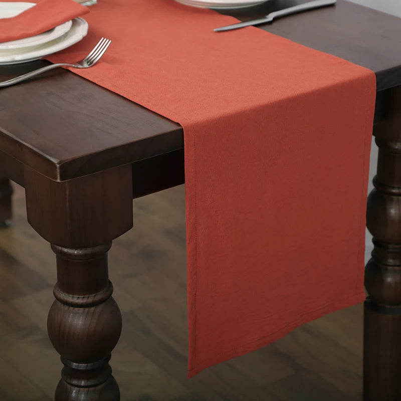 Runner da tavola bianco in tessuto di cotone