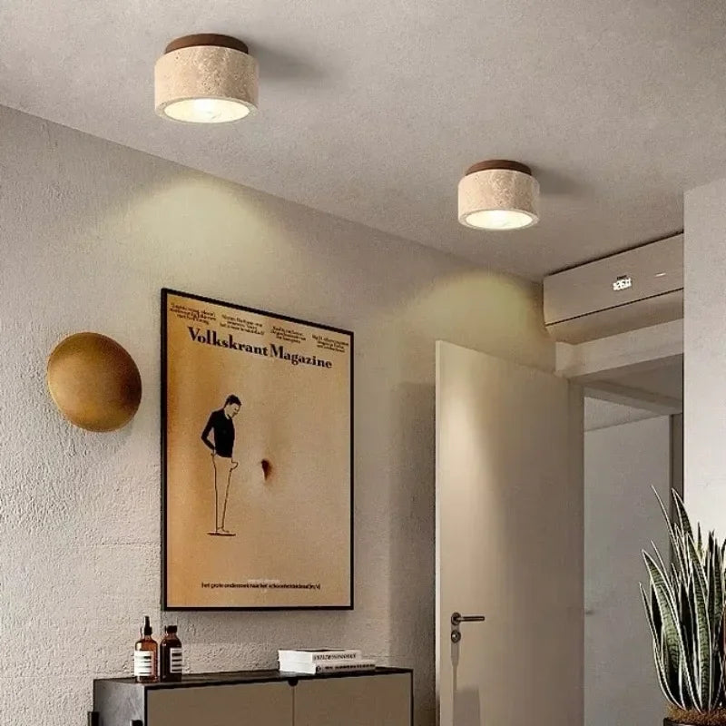 Modern Stone Travertine Ceiling Lamps Interior 2