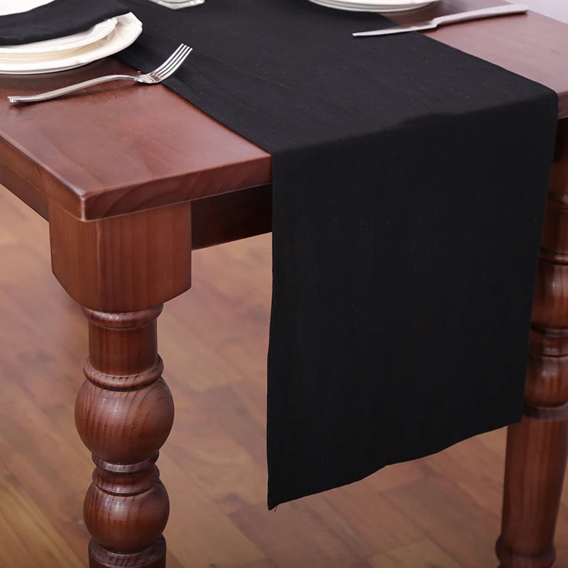 Runner da tavola bianco in tessuto di cotone