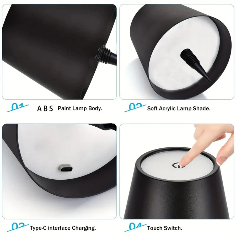 Wireless Bottle Lamp With 3 Colors Long Black 4