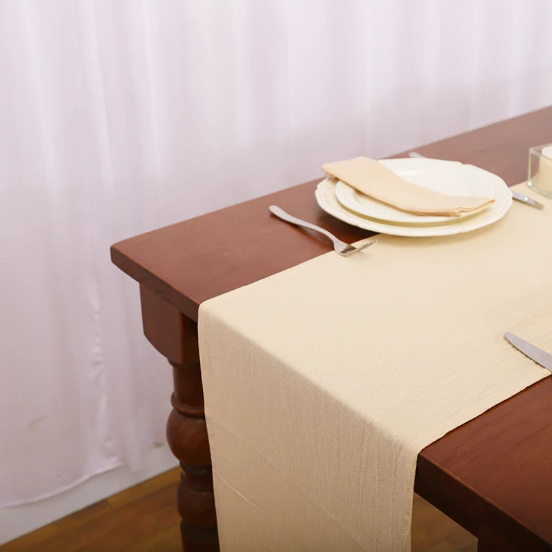 Runner da tavola bianco in tessuto di cotone