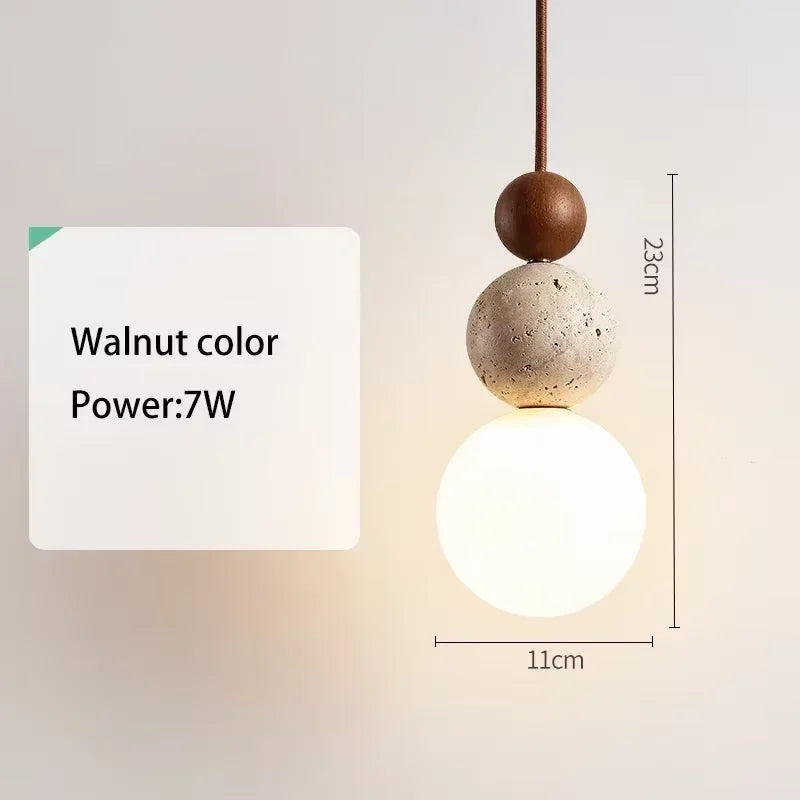 Stone Hanging Pendant Lamp for Living Room Walnut Colour