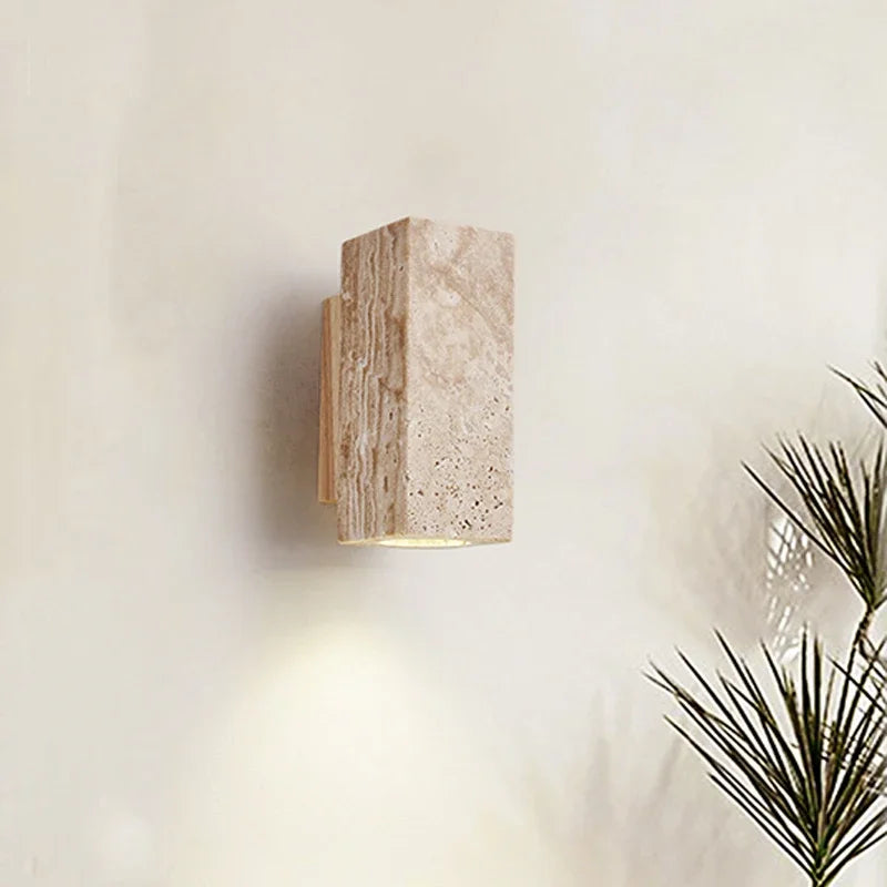 Wabi Sabi Wall Lamp From Travertine Stone 2