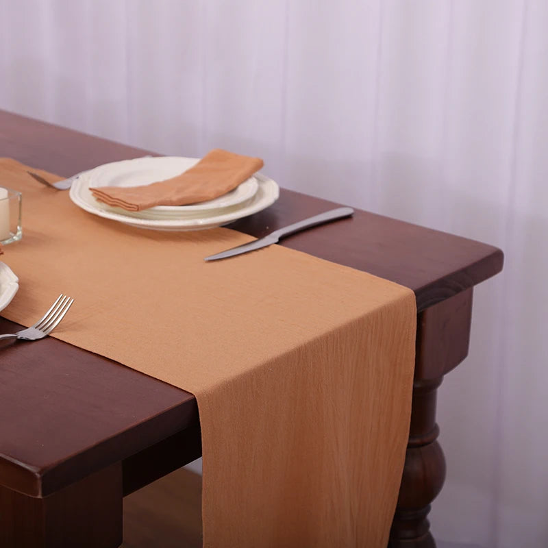 Runner da tavola bianco in tessuto di cotone