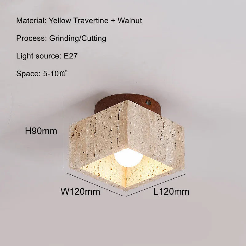Square Ceiling Lamp From Stone for Living Room Option 1