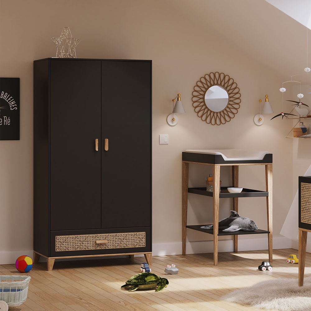 NAMI Wardrobe Rattan Black Interior