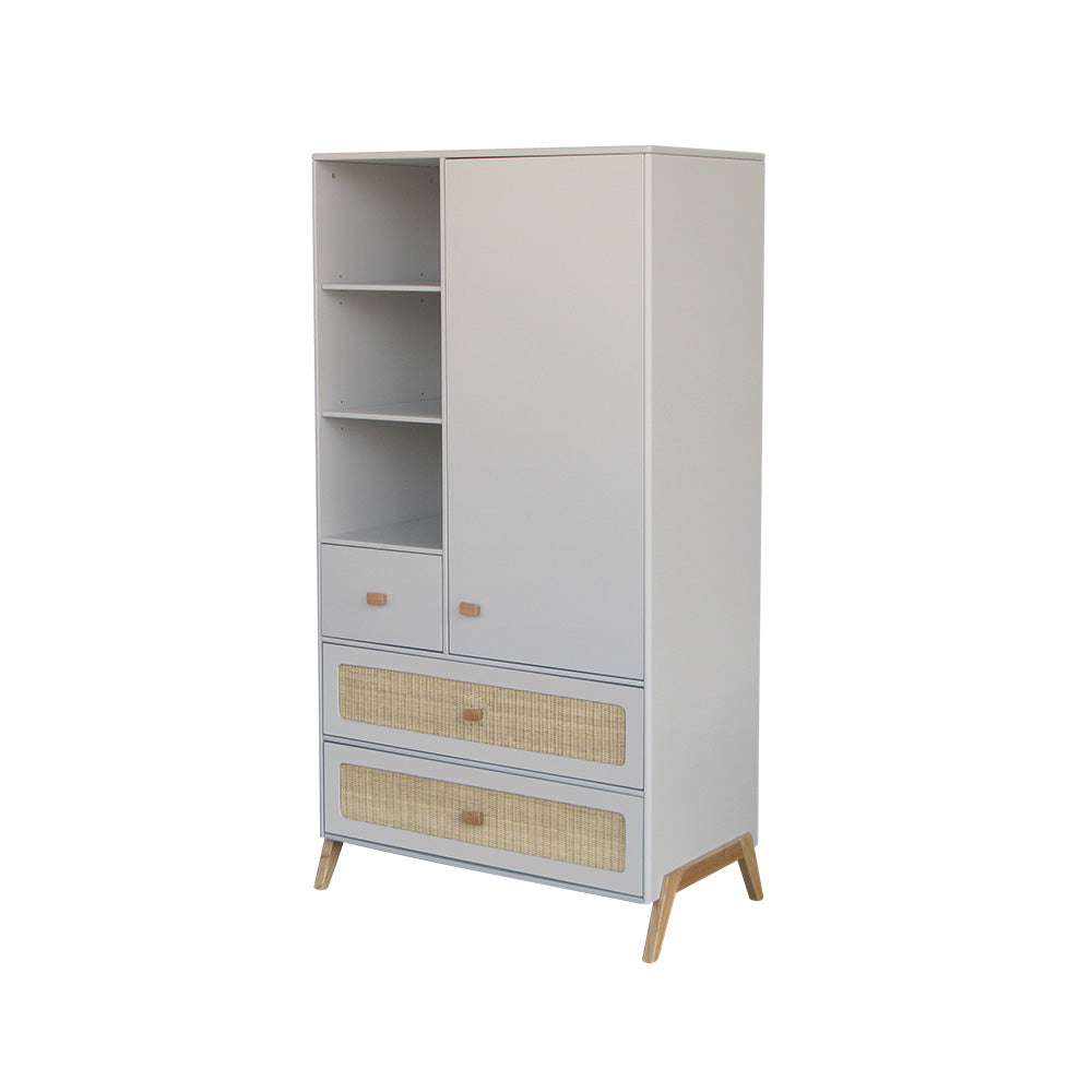 MARELIA Wardrobe Rattan Light Grey