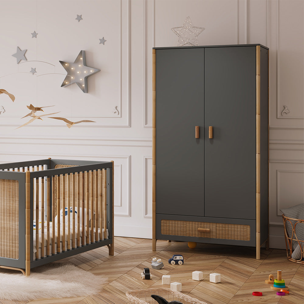 OCEANIA Rattan Wardrobe Grey Interior