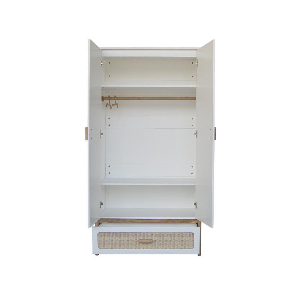 OCEANIA Rattan Wardrobe White Open