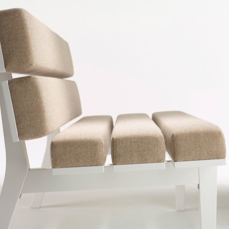 KAMON LOUNGE Bench brown upholstery, white frame