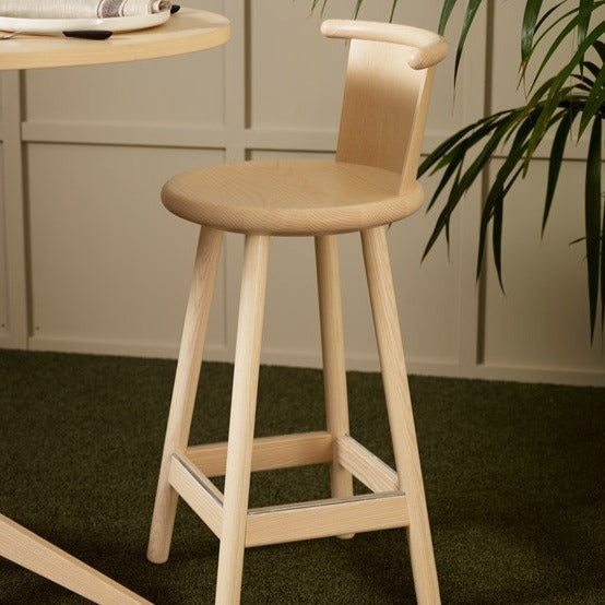 MILO Stool with Backrest natural frame  and backrest