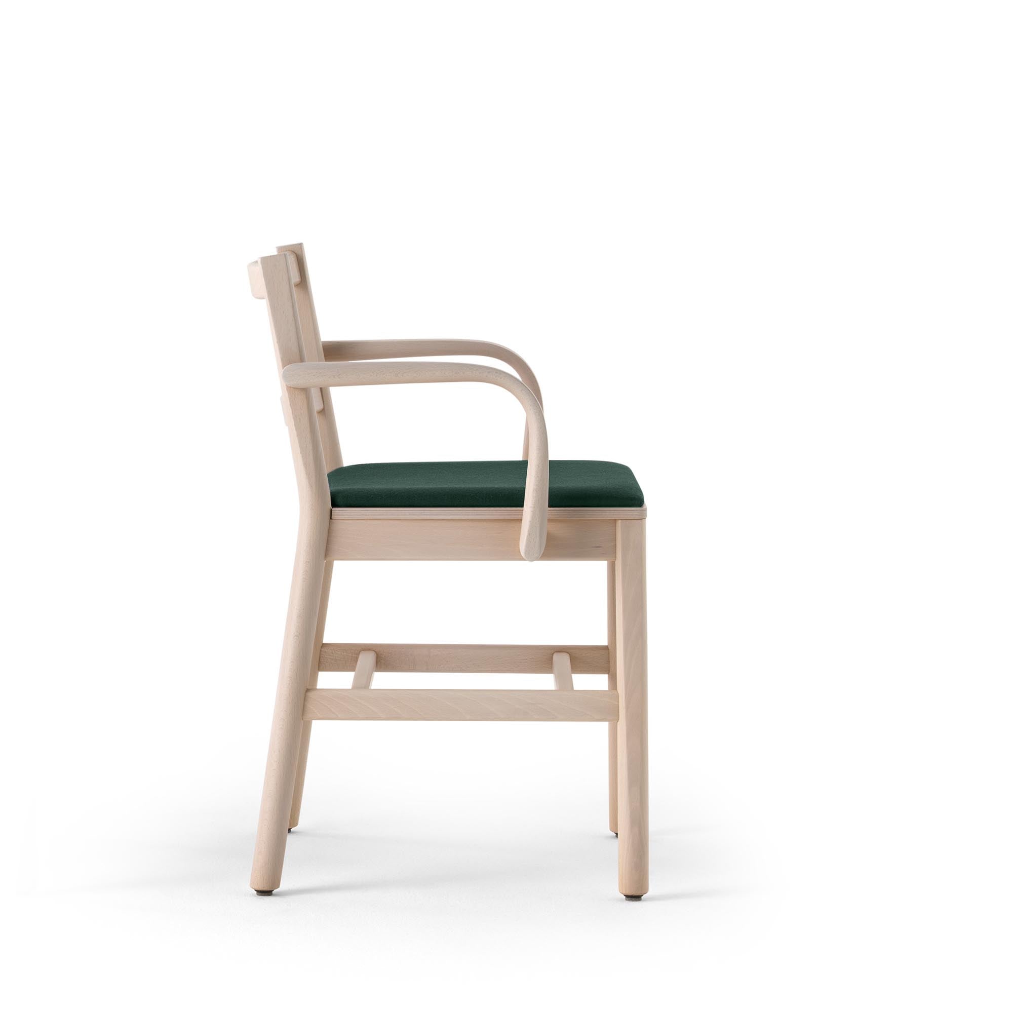 JULIE IMB Armchair beech base, green seat,o