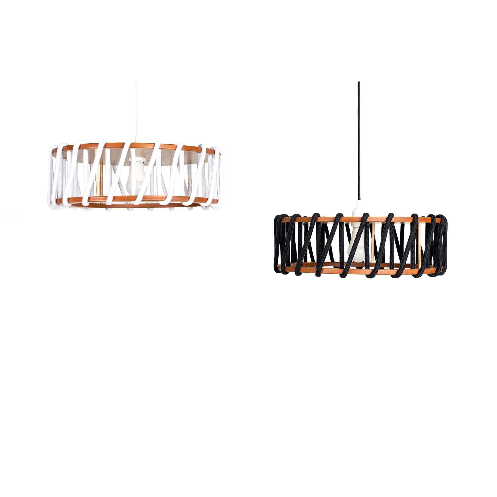 MACARON Pendant Lamp Black 45 cm front view with white pendant