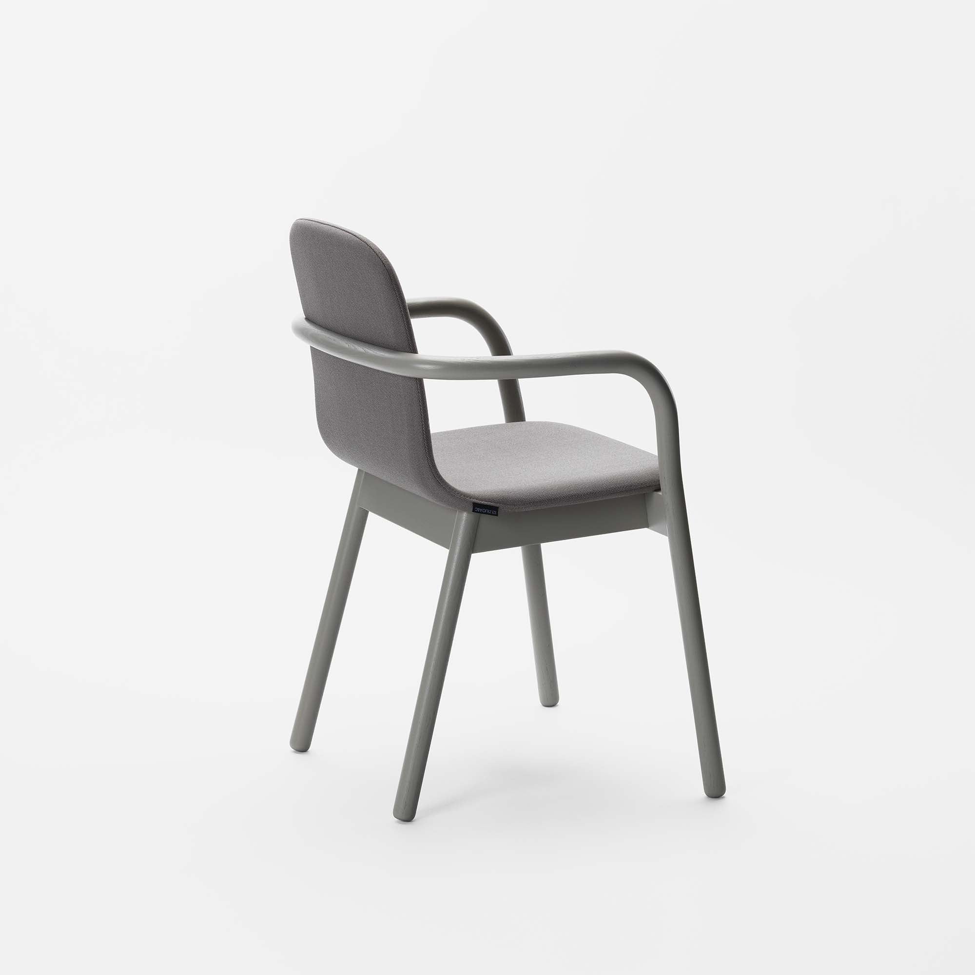 HUG ARMCHAIR Lacquered Ash in Pebble Gray-Kvadrat Rime half back side view