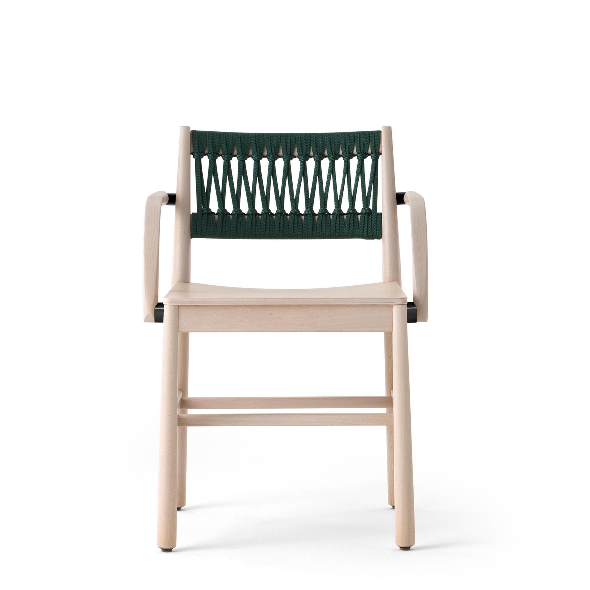 JULIE IN AR Armchair green backrest, natural frame