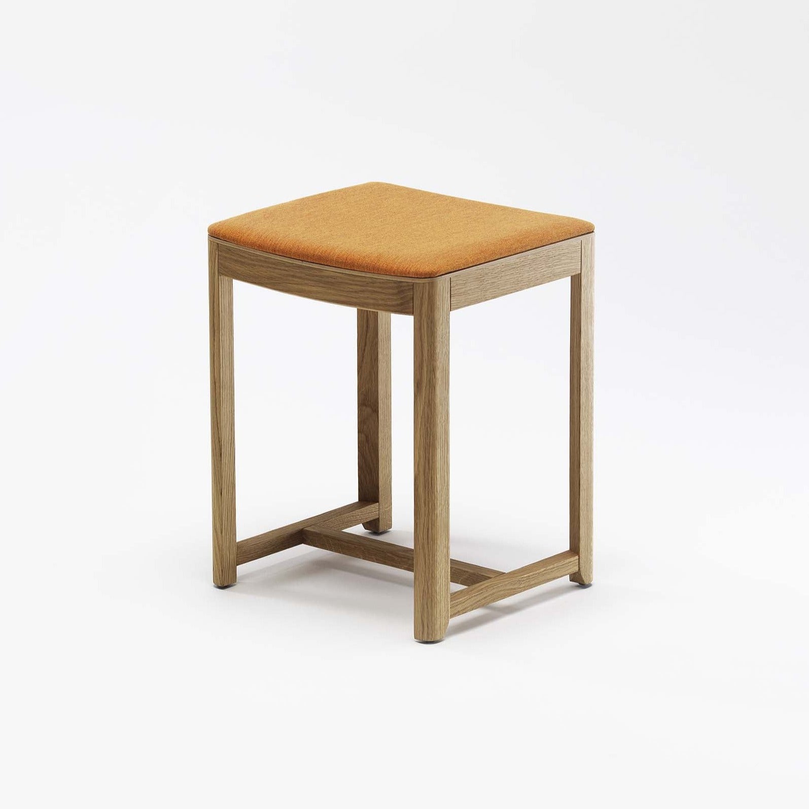 SELERI Low Stool Natural Upholstered Yellow Seat front view