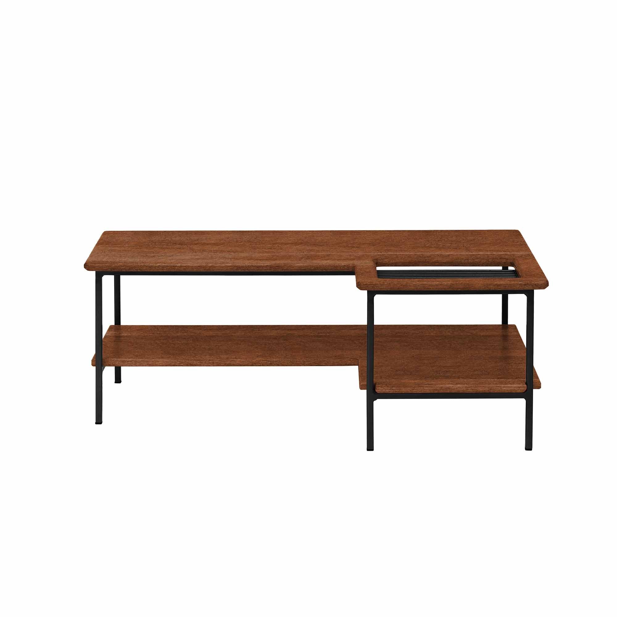 Living Room Table, Beech Wood, Walnut Colour black frame, front view