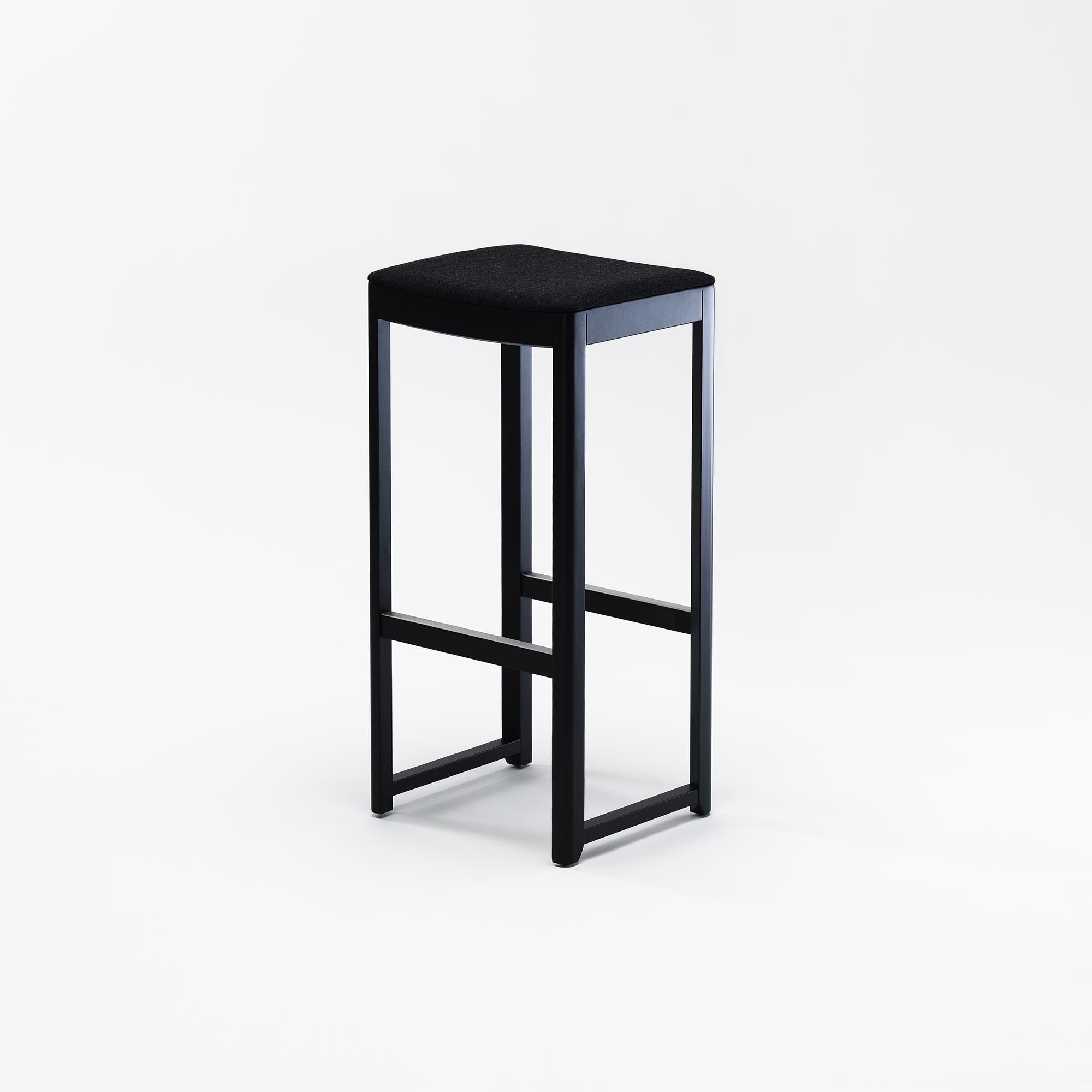 SELERI Barstool Black Upholstered Seat front view