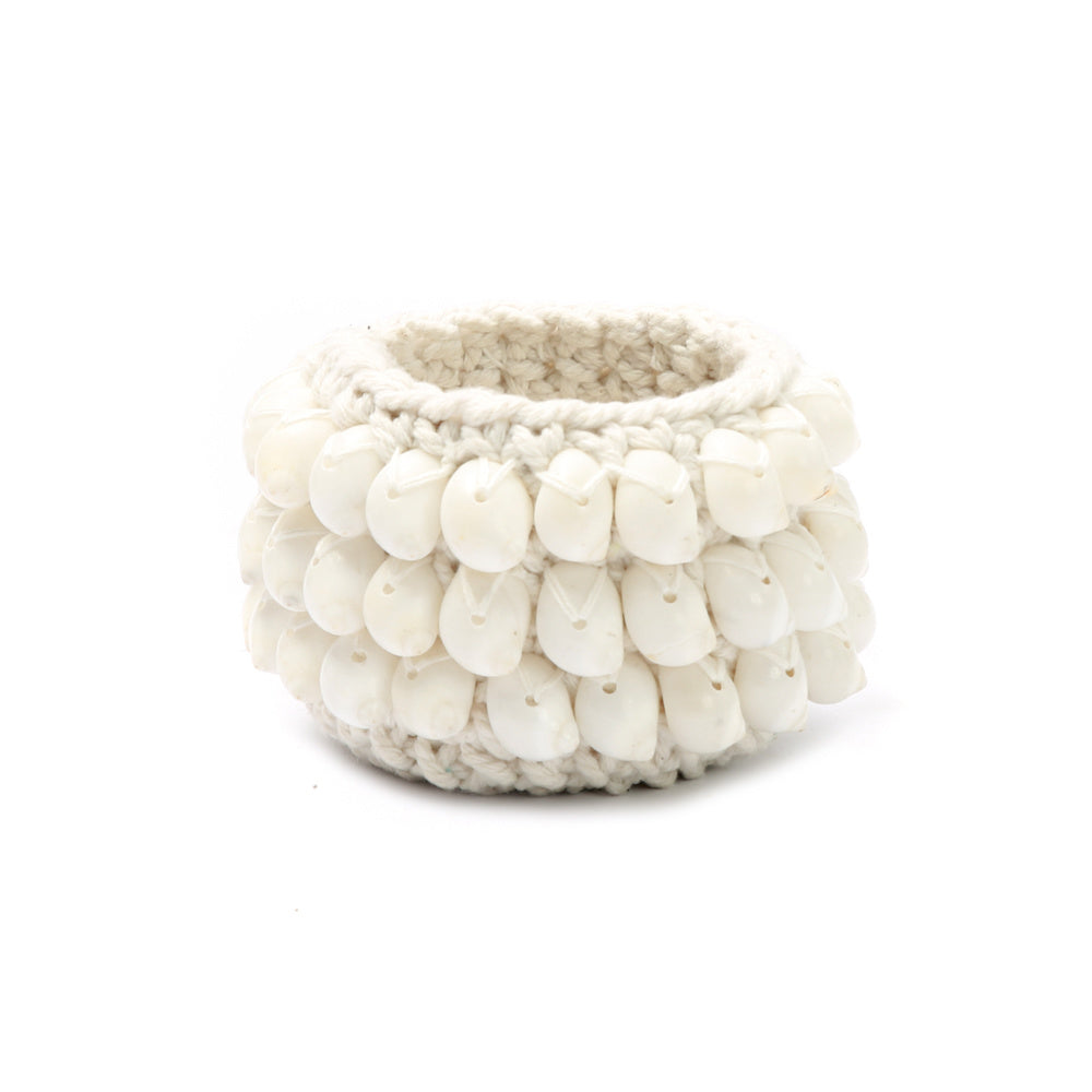 THE KAI MACRAME Candle Holder White-Small front view