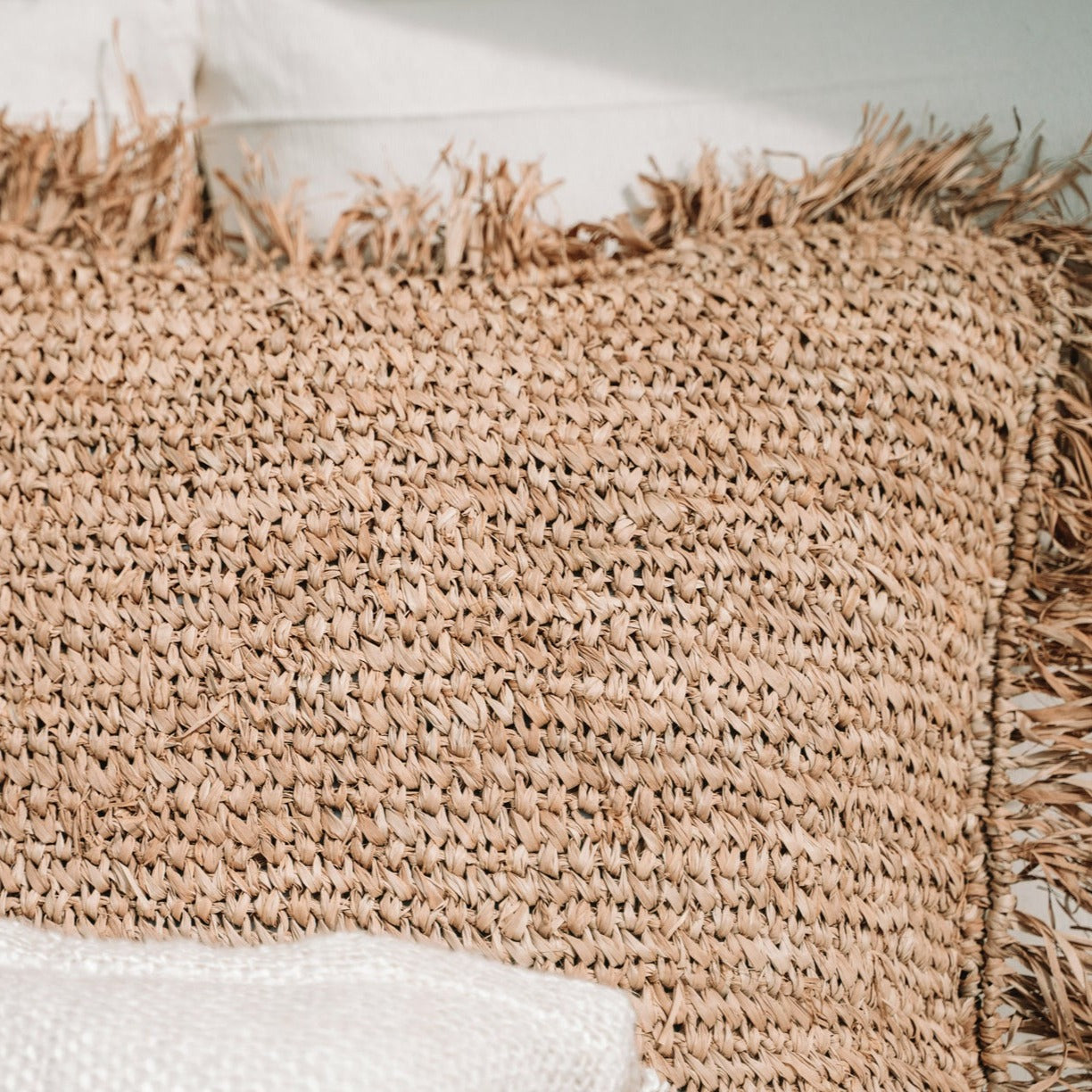 THE RAFFIA Cushion Cover natural crop top view