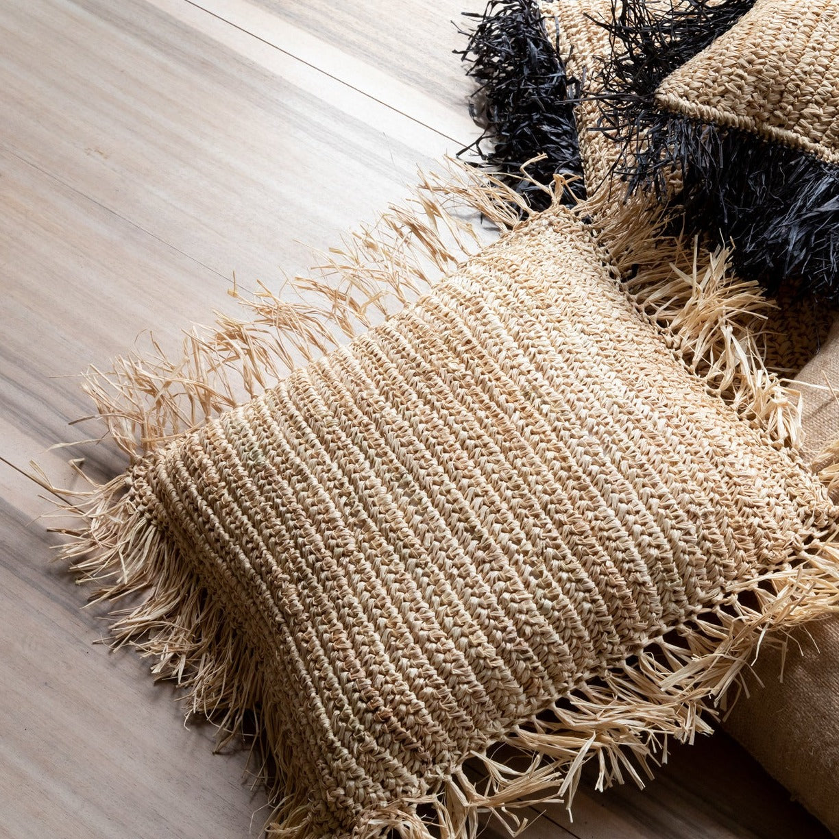 THE RAFFIA Cushion Cover natural top view