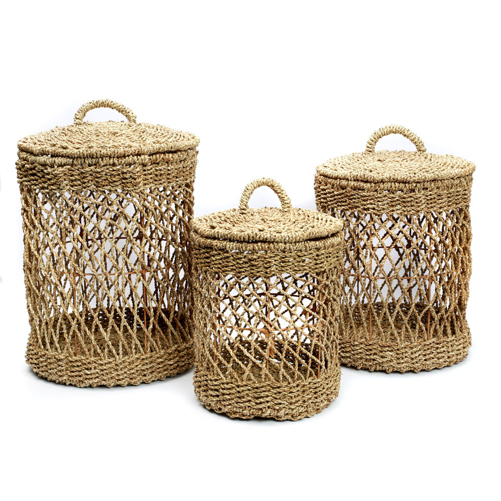THE LAUNDRY Baskets Natural Fiber white background