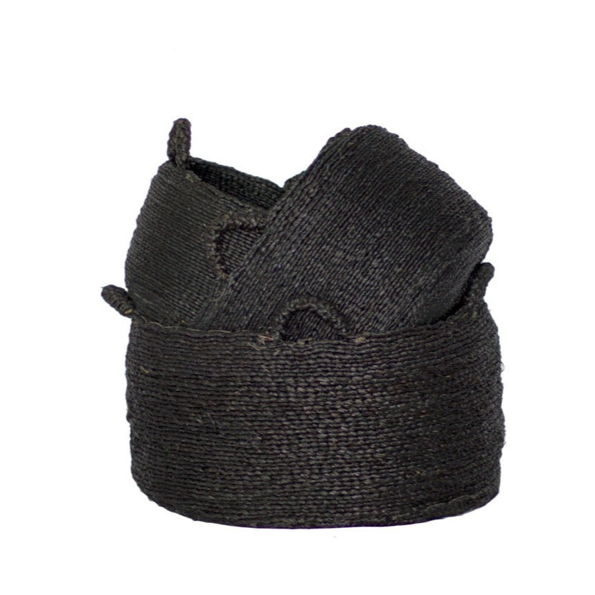 LES QUATRE MAINS Basket Set of 3 black side view