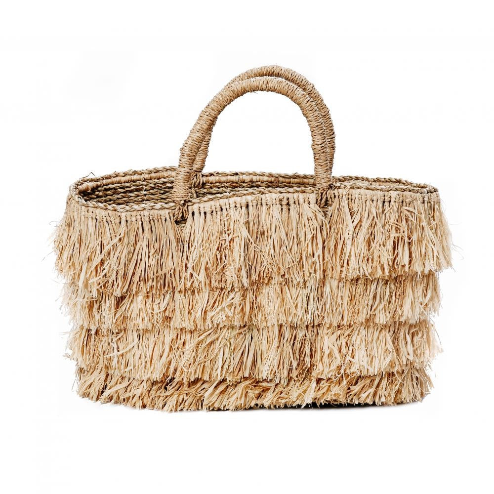 THE RAFFIA BAHAMAS Basket-Natural front view