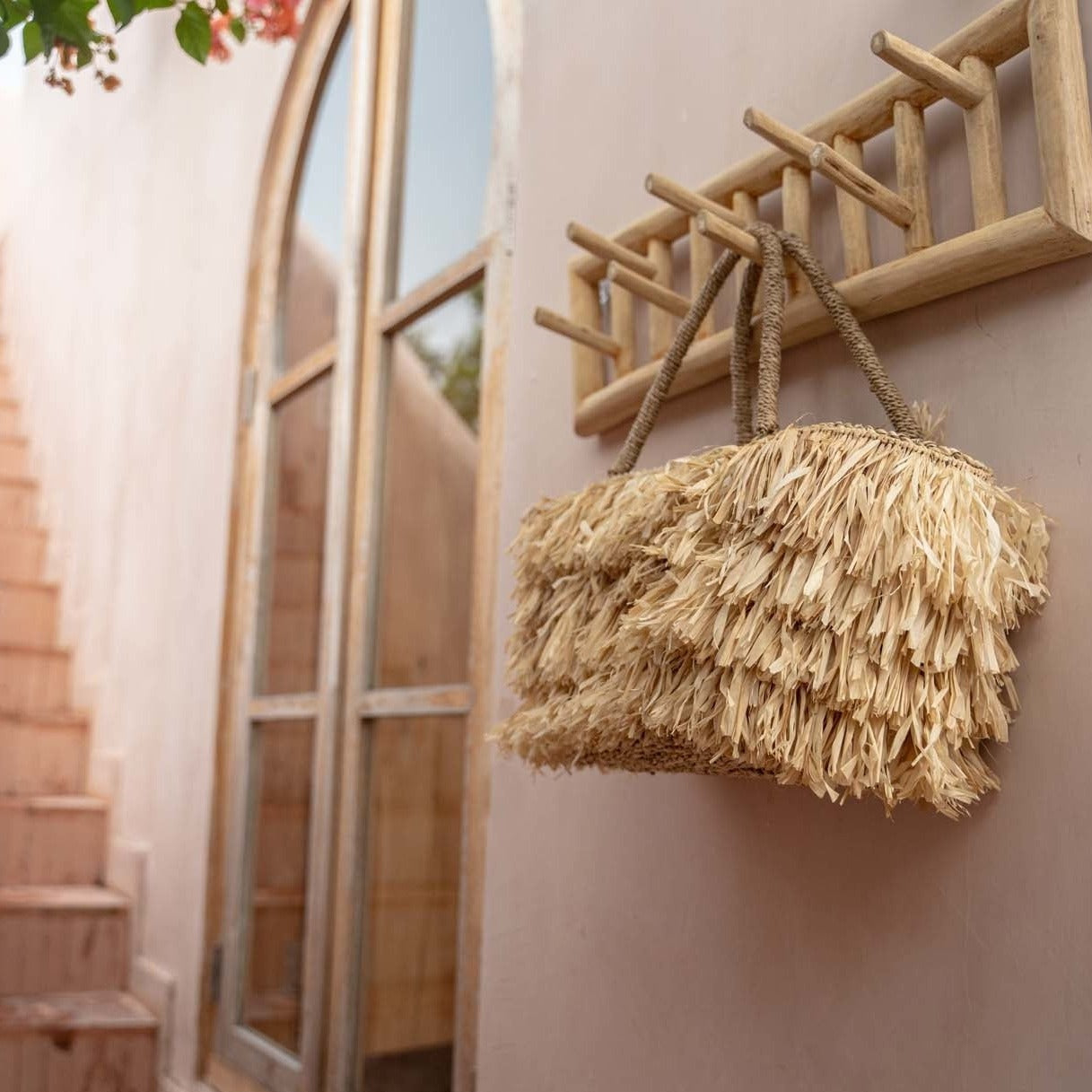 THE RAFFIA BAHAMAS Basket-Natural outdoor view