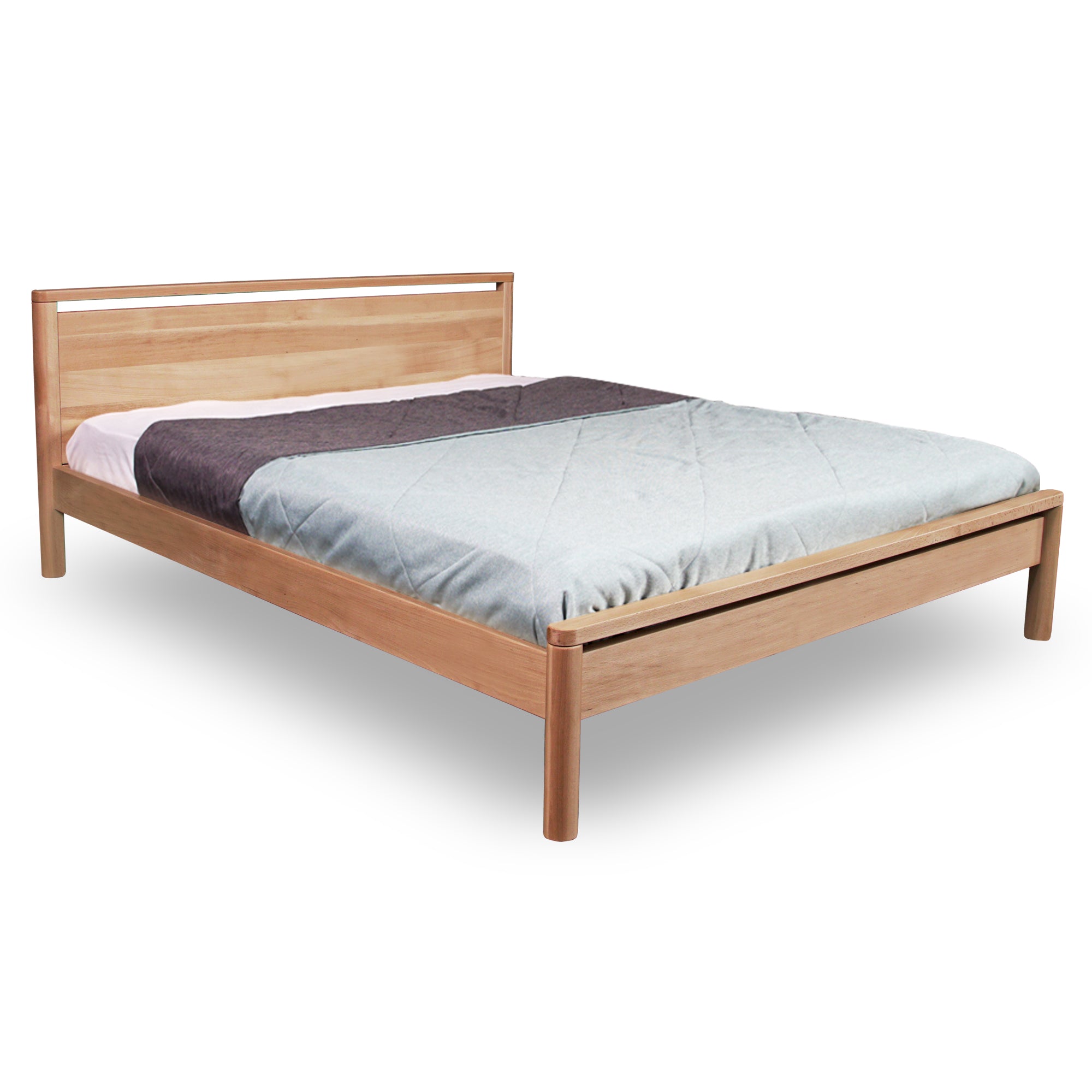 DROP HARD Double Bed, Beech Wood side view