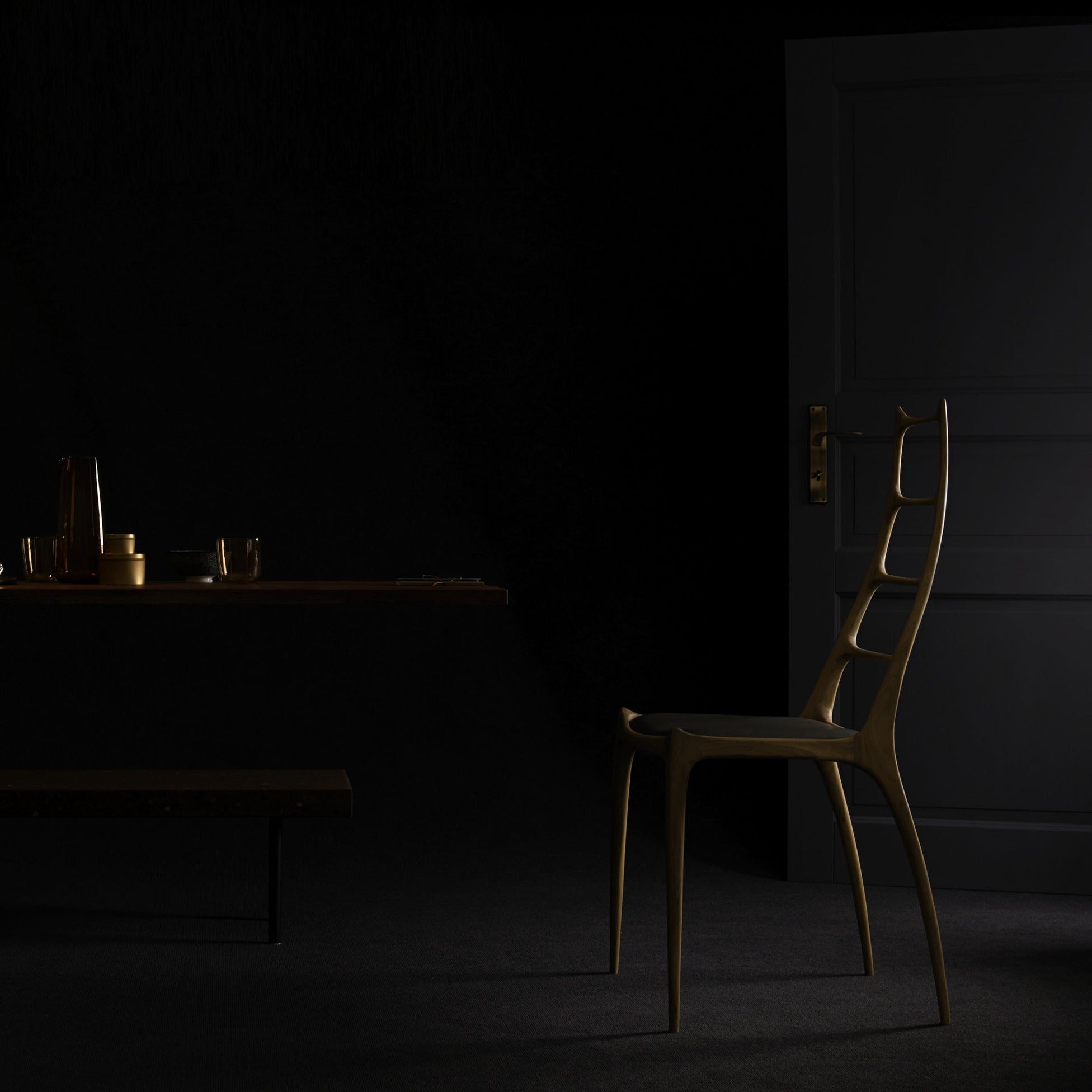 H106 SPIDER Chair afromosia interior view