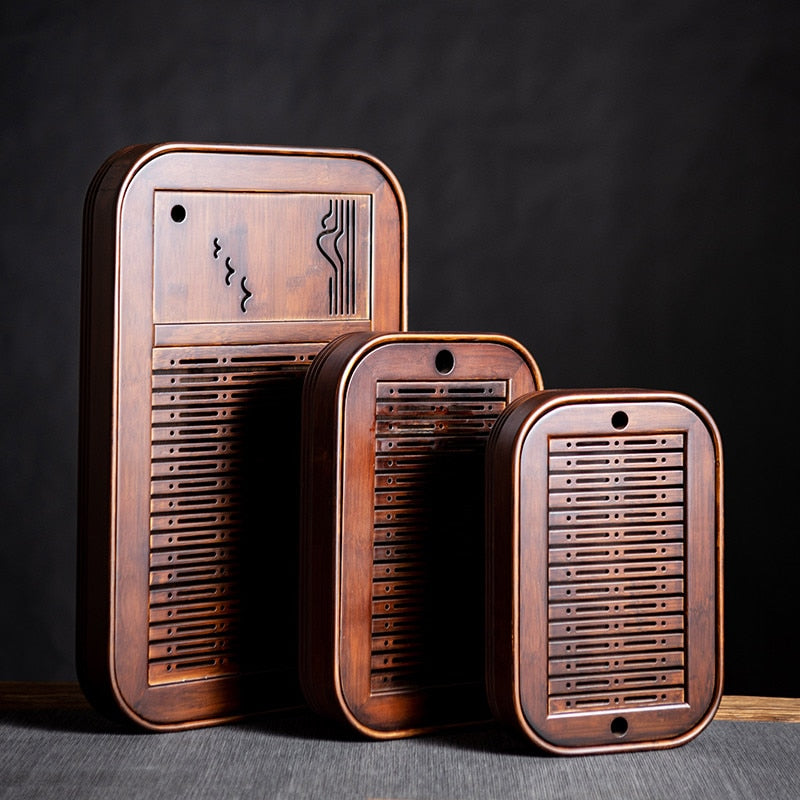 Natural Bamboo Wood Rectangle Tea Set set