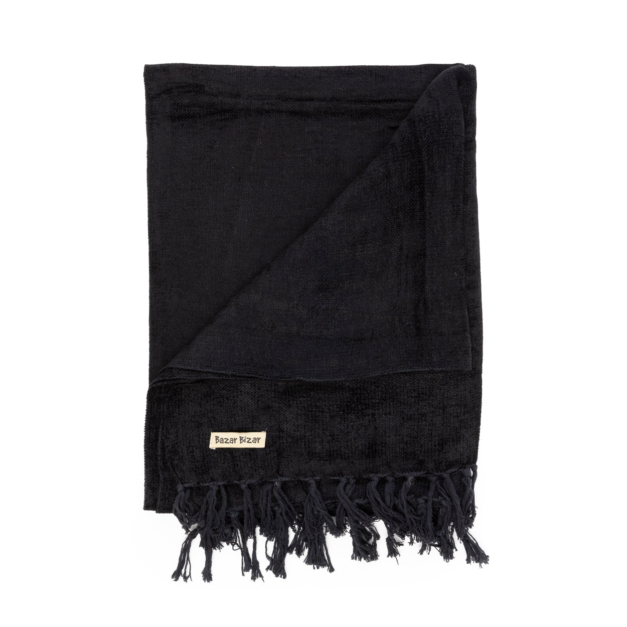 THE S'IL VOUS Plaid Black Velvet unfolded view