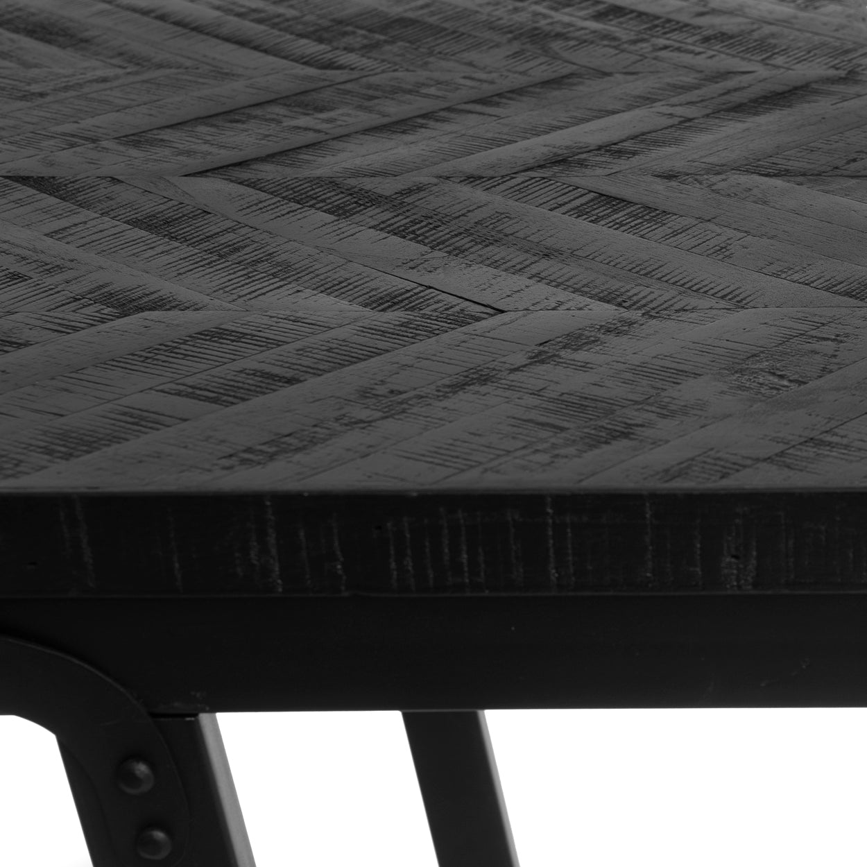 THE HERRINGBONE Market Table - Black - 200 cm top macro view