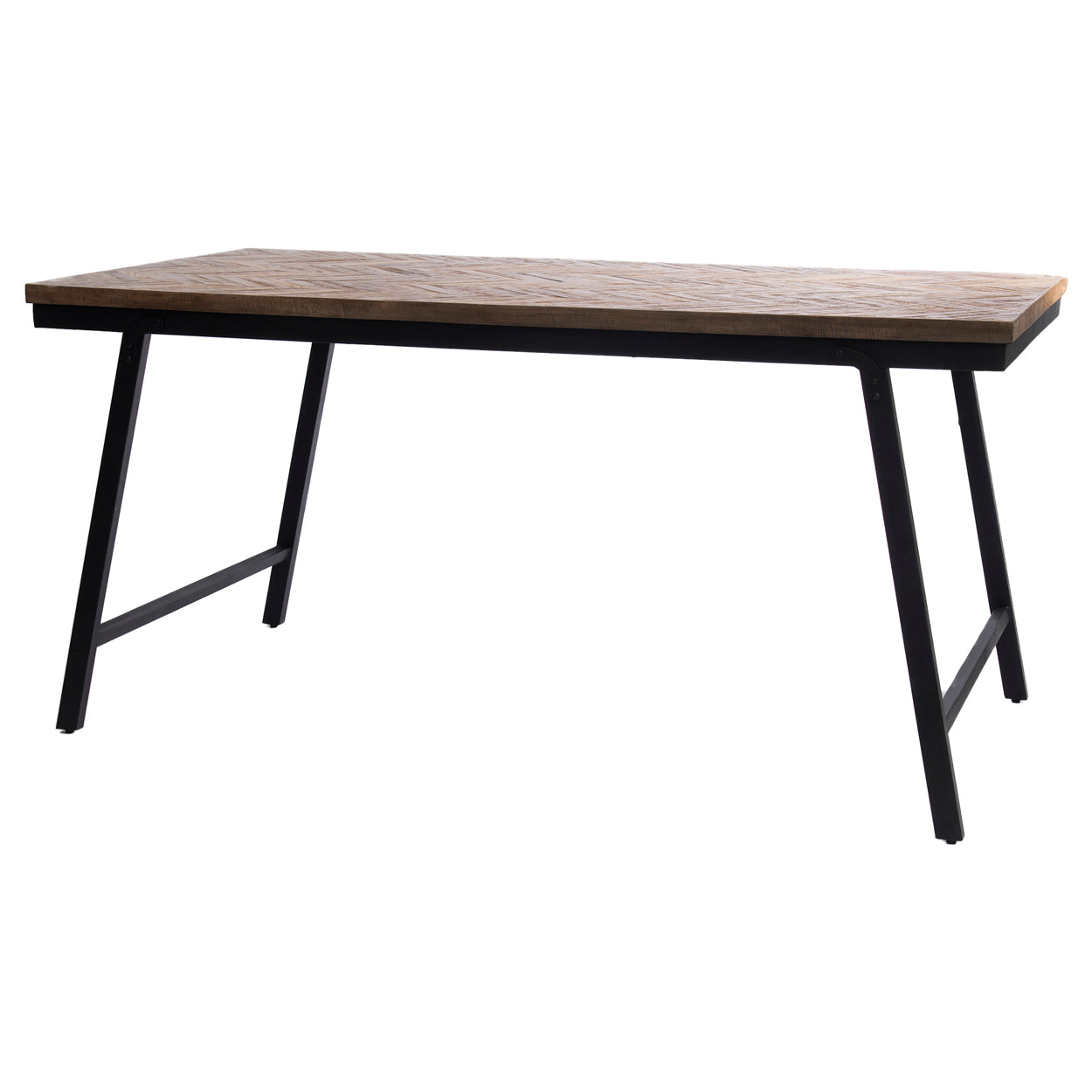 THE HERRINGBONE Market Table - Natural - 160 cm half-front view