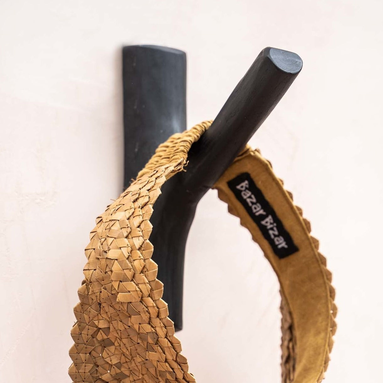 THE HOOK Teak Wood black front view