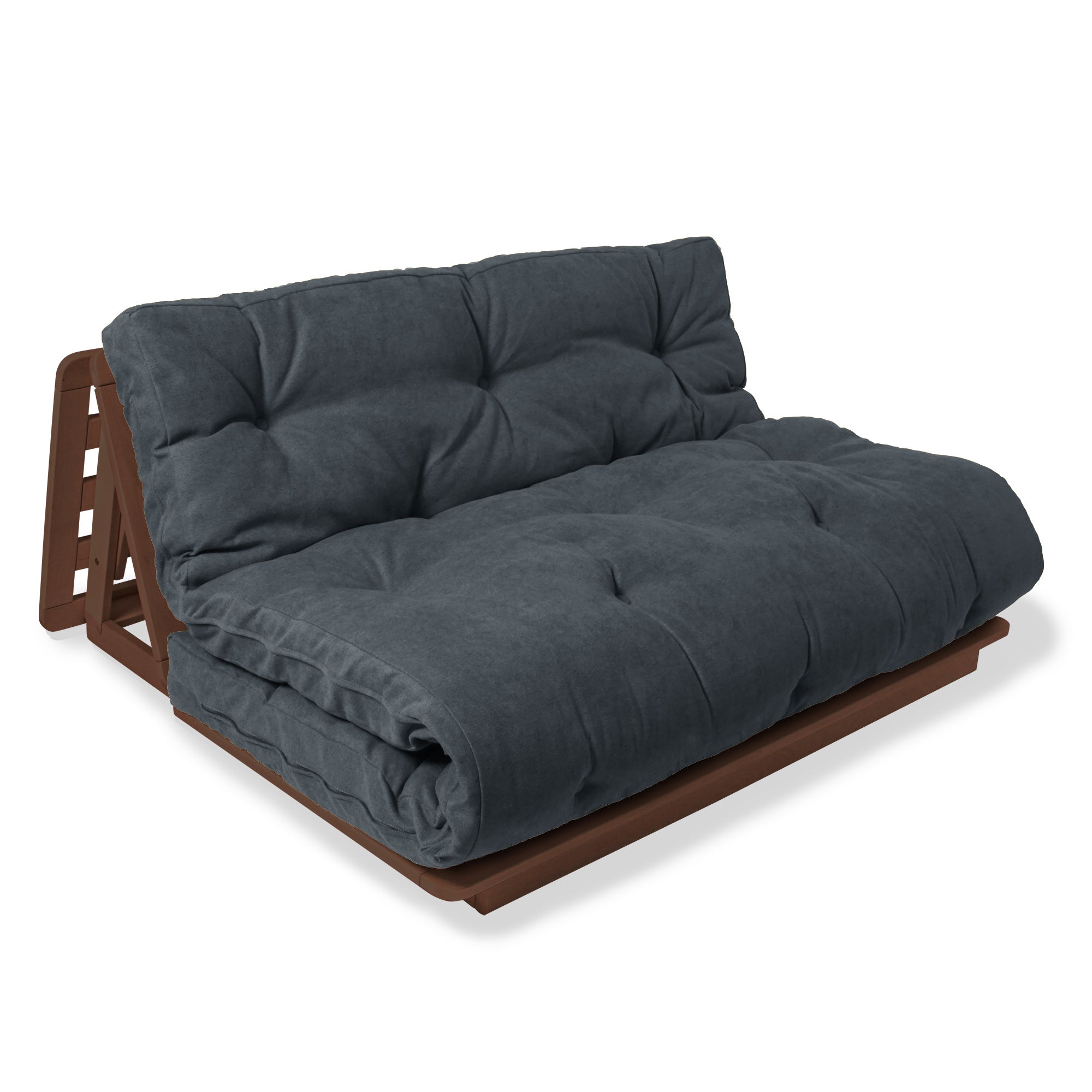 LAYTI-140 Futon Chair-walnut frame-graphite fabric