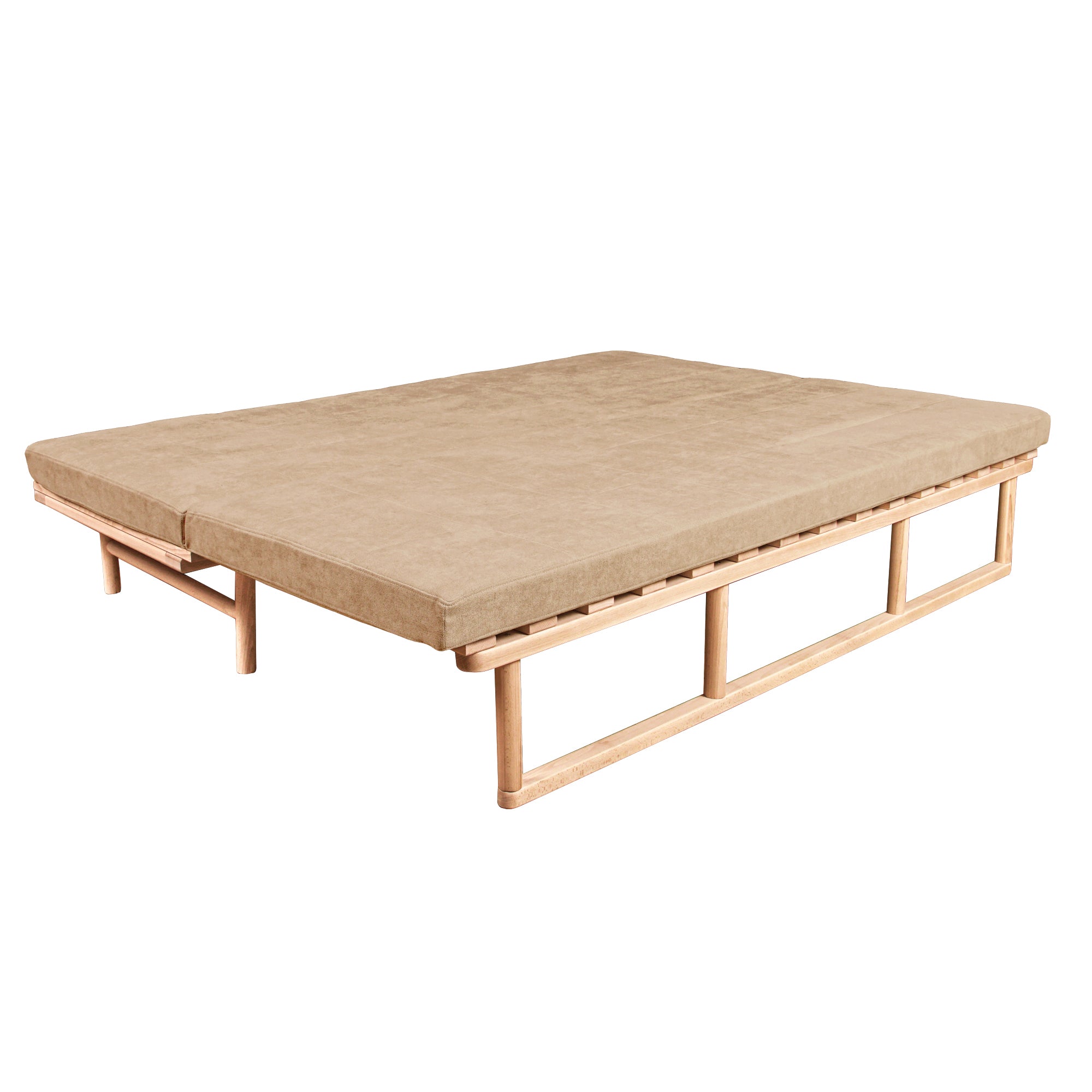 Le MAR Folding Daybed, Beech Wood Frame, Natural Colour-upholstery beige-folded view