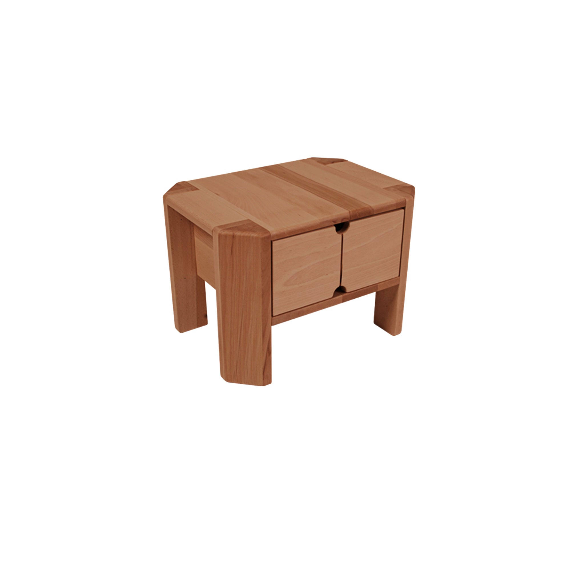 LOFT Bedside Table, Beech Wood-caramel colour-with doors