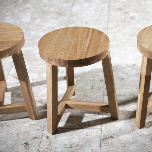 LONNA Stool Natural Oak Top View