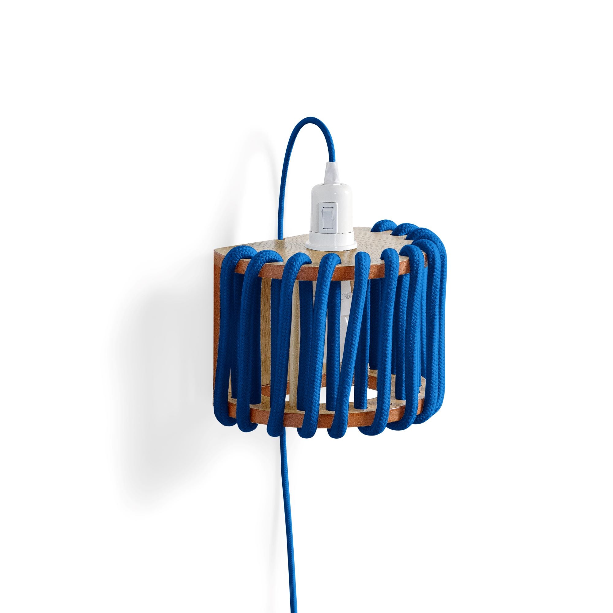 MACARON Wall Lamp Blue 20 cm half-side view, bulb holder is up