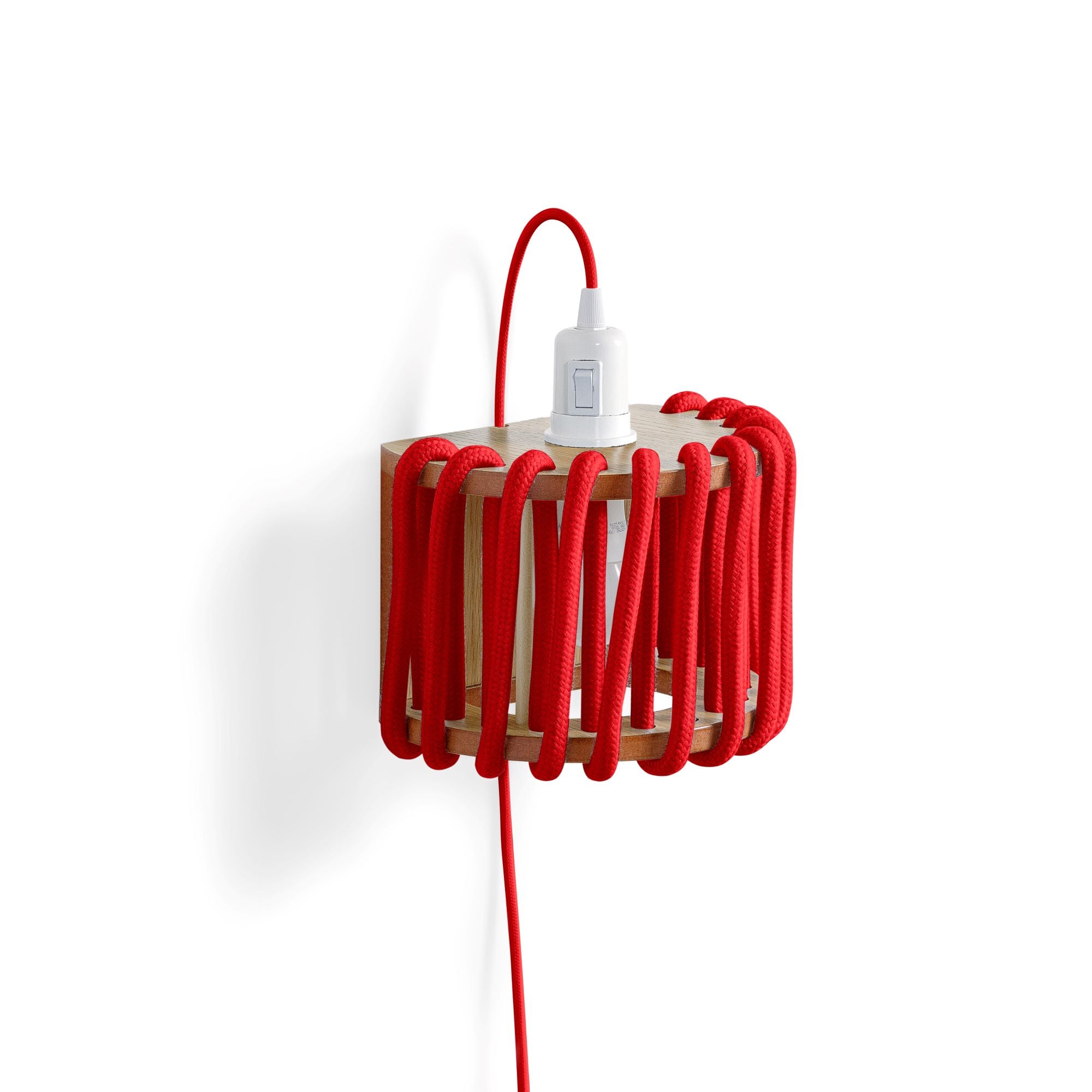 MACARON Wall Lamp Red 20 cm half-side view, bulb holder is up
