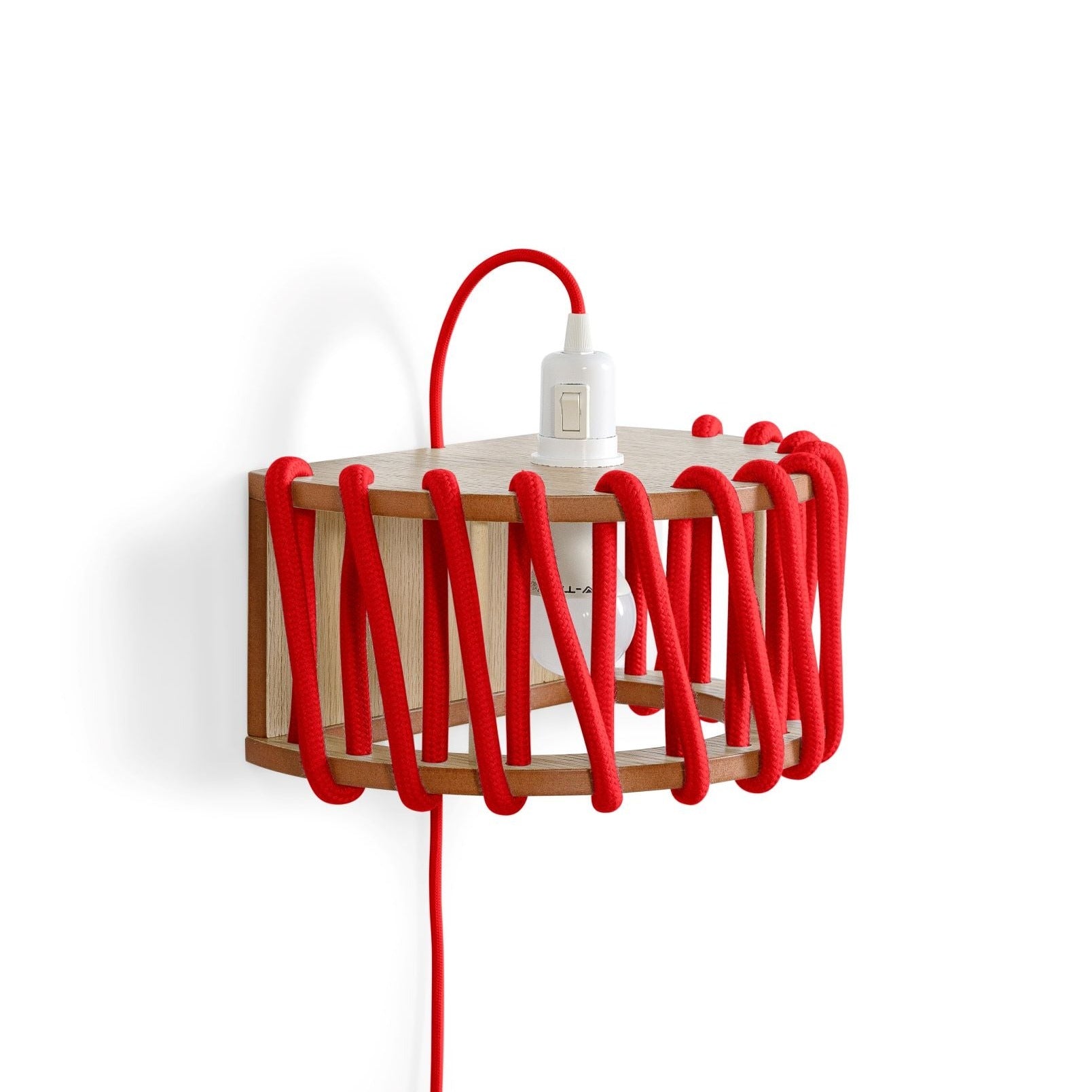 MACARON Wall Lamp Red 30 cm half-side view, bulb holder is up
