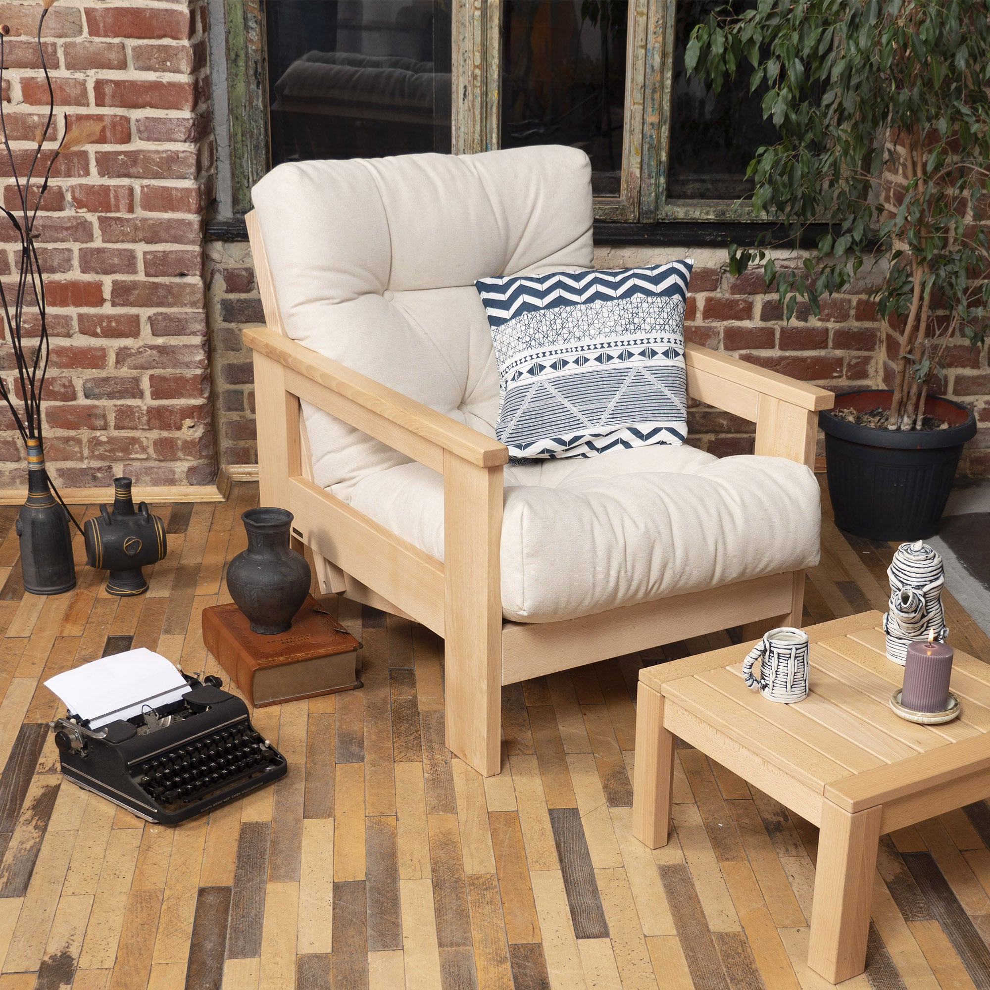 MEXICO Armchair, Beech Wood Frame, Natural Colour-interior view